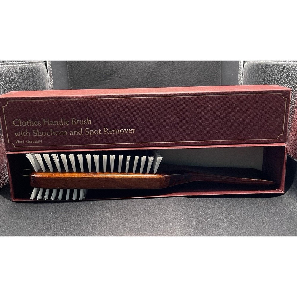 Vintage Swank West Germany Wood Clothes Handle Brush Shoehorn Spot Remover 10"
